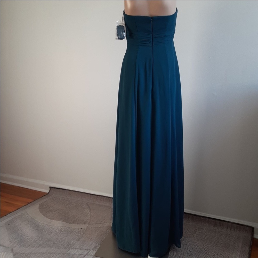 David's Bridal Oasis Blue Strapless Maxi Dress Size 2 - Picture 8 of 8